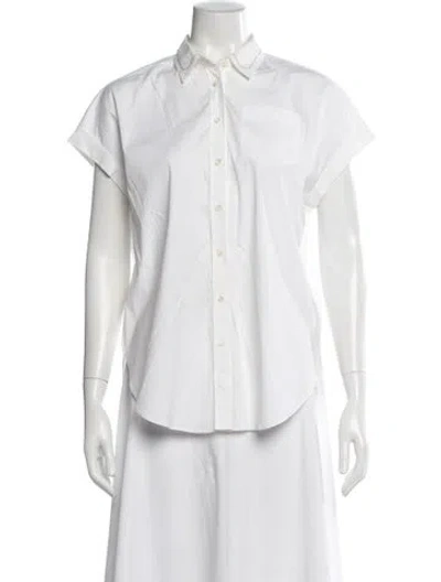 Pre-owned Brunello Cucinelli Short Sleeve Button-up Top In White