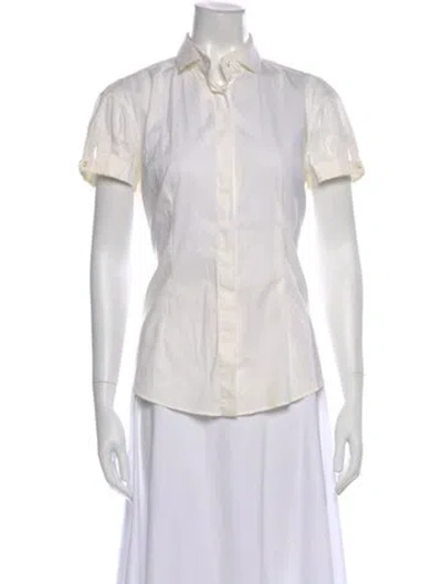 Pre-owned Brunello Cucinelli Short Sleeve Button-up Top In White