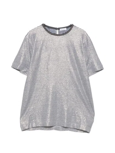 Brunello Cucinelli Short Sleeve C2097 Linen Crewneck T-shirt In Silver