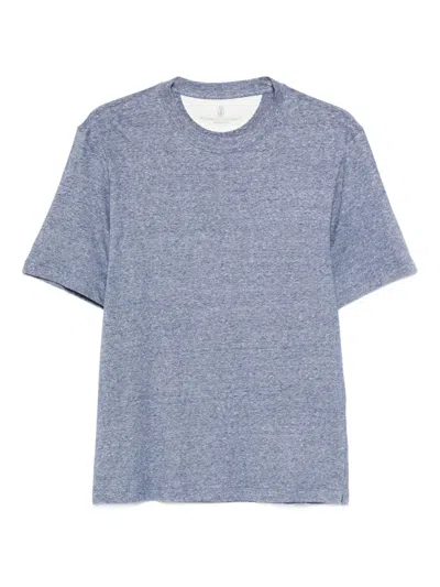 Brunello Cucinelli Short-sleeve Cotton T-shirt In Blue