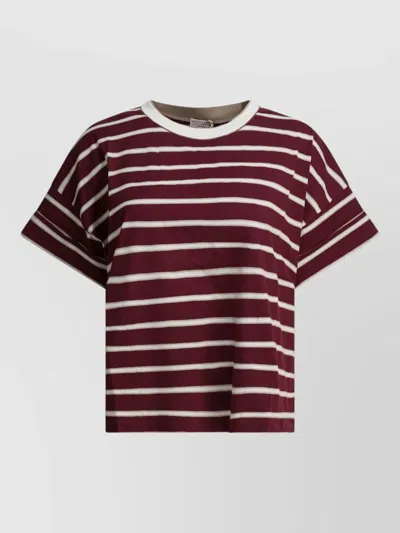 Brunello Cucinelli Short Sleeve Crew Neck Striped T Shirt In Black
