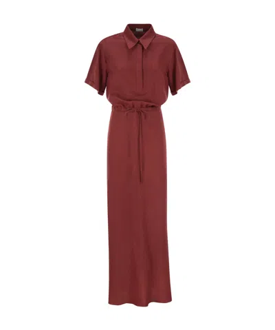 Brunello Cucinelli Short Sleeve Dress In Red