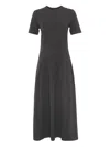 Brunello Cucinelli Short-sleeve Jersey Midi Dress In Gray