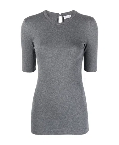 BRUNELLO CUCINELLI SHORT-SLEEVE KNITTED TOP