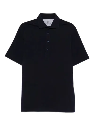 Brunello Cucinelli Men Short Sleeve Polo In Black