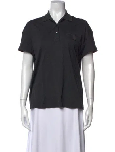 Pre-owned Brunello Cucinelli Short Sleeve Polo In Black/grey
