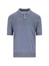 Brunello Cucinelli Short Sleeve Polo In Blue