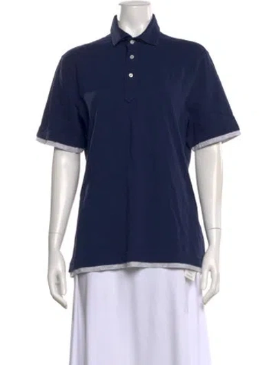 Pre-owned Brunello Cucinelli Short Sleeve Polo In Blue