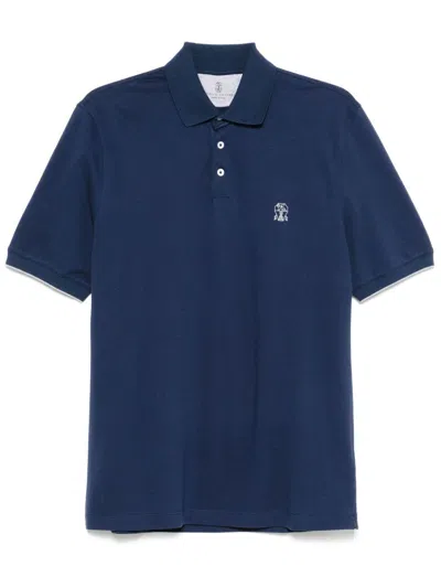 Brunello Cucinelli Short-sleeved Polo Shirt In Blue