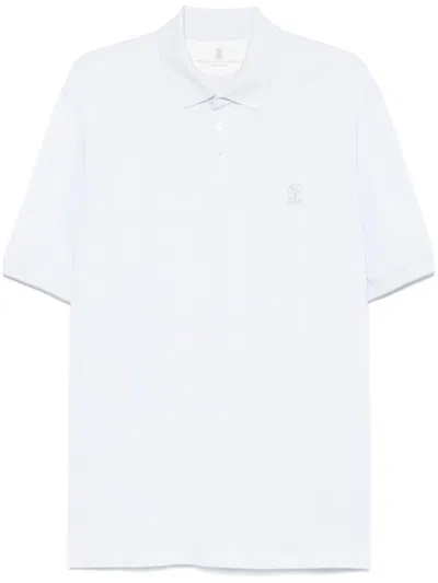 Brunello Cucinelli Short Sleeve Polo In Blue