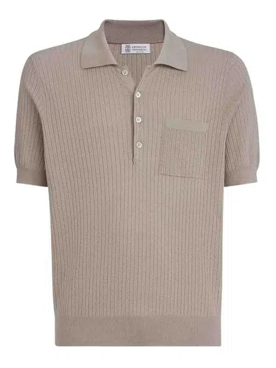 Brunello Cucinelli Short Sleeve Polo In Brown