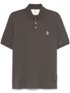 Brunello Cucinelli Cotton Polo Shirt With Printed Logo In Brown