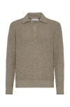 Brunello Cucinelli Virgin Wool-cashmere Flecked Polo Sweater In Light Brown