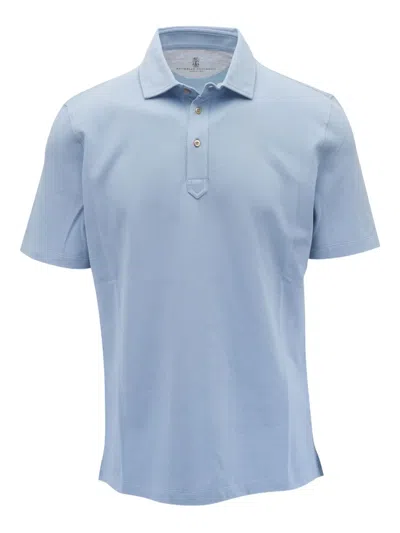 Brunello Cucinelli Short-sleeve Polo Shirt In Blue