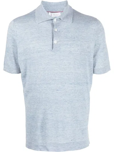 Brunello Cucinelli Short-sleeve Polo Shirt In Blue