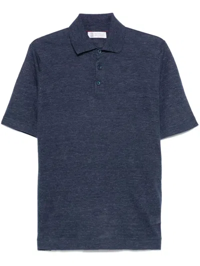 Brunello Cucinelli Short-sleeve Polo Shirt In Blue