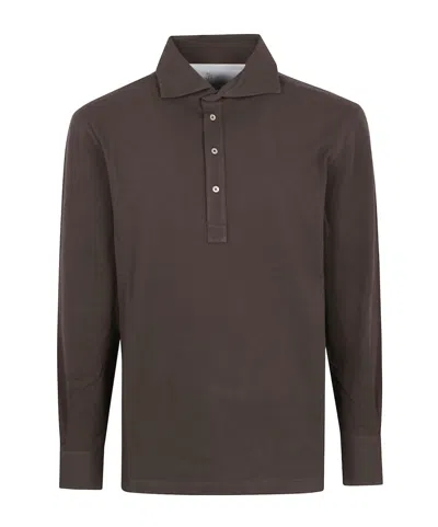 Brunello Cucinelli Short Sleeve Polo Shirt In Brown
