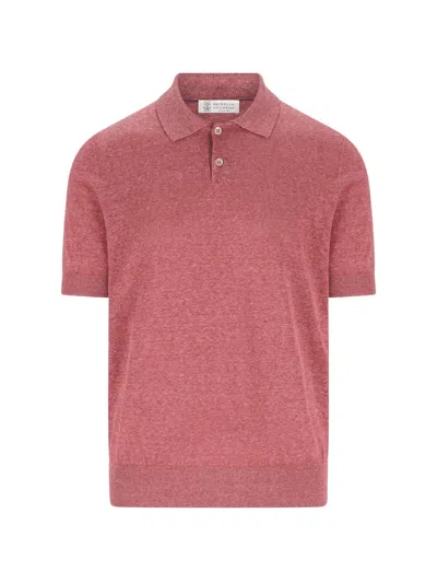 Brunello Cucinelli Men Linen And Silk Polo Shirt In Animal Print