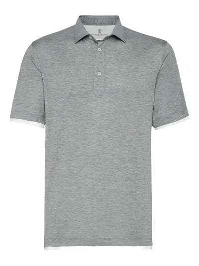 Brunello Cucinelli Short-sleeve Polo Shirt In Gray