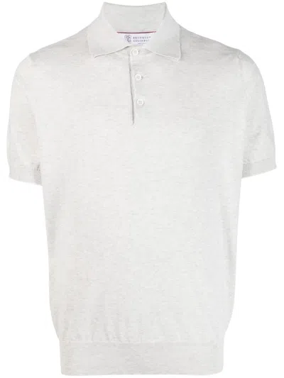 Brunello Cucinelli Short-sleeve Polo Shirt In Grey