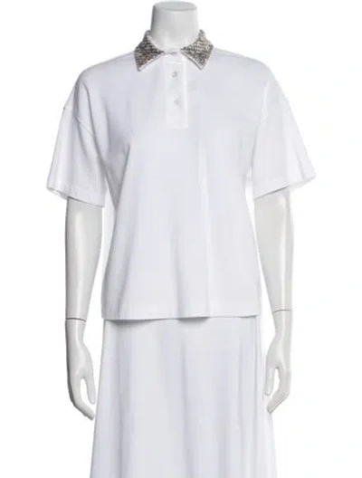 Pre-owned Brunello Cucinelli Short Sleeve Polo W/ Tags In White