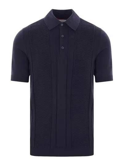 Brunello Cucinelli Knitted Polo Shirt In Black