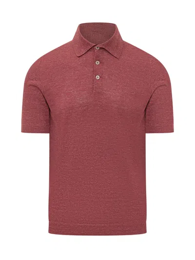 Brunello Cucinelli Short Sleeve Polo With Collar And Buttons In Multi