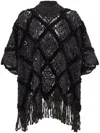 Brunello Cucinelli Wool And Alpaca Knit Poncho With Dazzling Macro Argyle Embroidery In Black