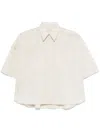 Brunello Cucinelli Short-sleeved Relaxed Fit Shirt With Textured Fabric In Neutrals