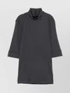 Brunello Cucinelli Short Sleeve Ribbed Turtleneck Top In Black