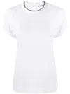 Brunello Cucinelli Stretch Cotton Jersey T-shirt With Precious Faux-layering In White