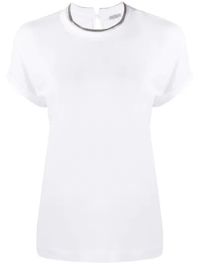 Brunello Cucinelli Short-sleeve Round Neck T-shirt With Subtle Back Detail In White