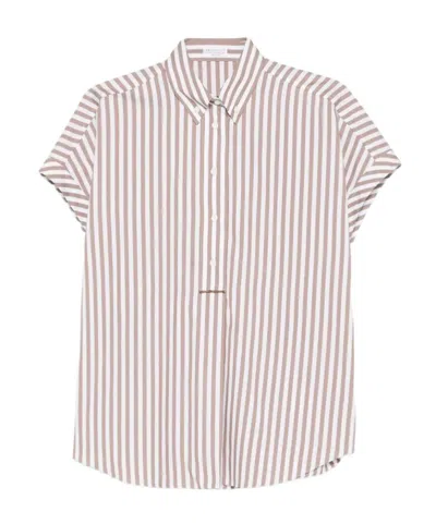 Brunello Cucinelli Short Sleeve Shirt In Multi