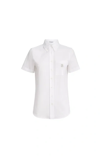Brunello Cucinelli Short Sleeve Shirt In White