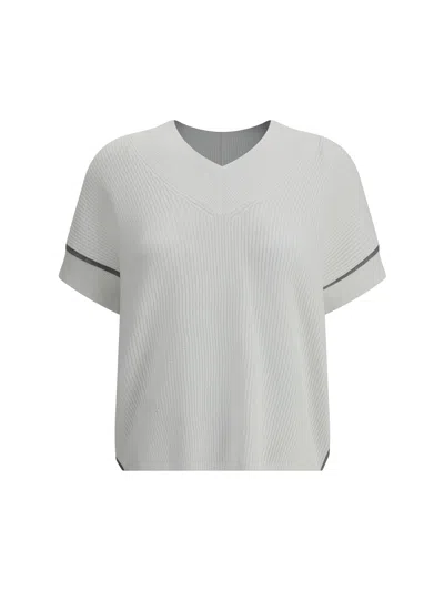 Brunello Cucinelli Short-sleeve Women's Sweater In Bianco