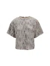 Brunello Cucinelli Sparkling Short Sleeve Knitwear In Gray