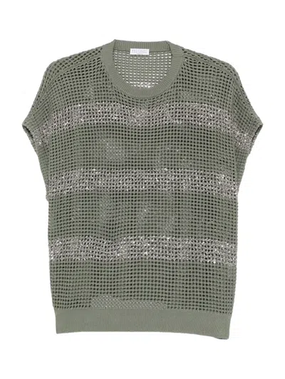 Brunello Cucinelli Short Sleeve Sweater Green