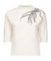 Brunello Cucinelli Women White Cashmere Shiny Flower Embroidery Sweater In Neutral