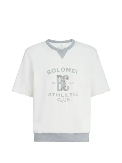 Brunello Cucinelli Short Sleeve Sweatshirt In Sand
