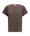 Brunello Cucinelli Lightweight Cashmere And Silk Sweater With Lurex Inserts In Brown