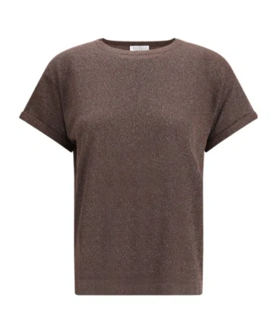 Brunello Cucinelli Short Sleeve T-shirt In Brown
