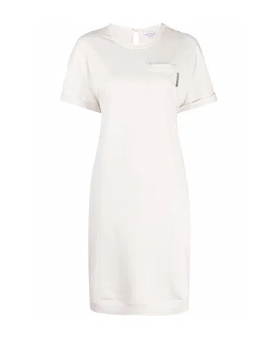 Brunello Cucinelli Short-sleeve T-shirt Dress In White