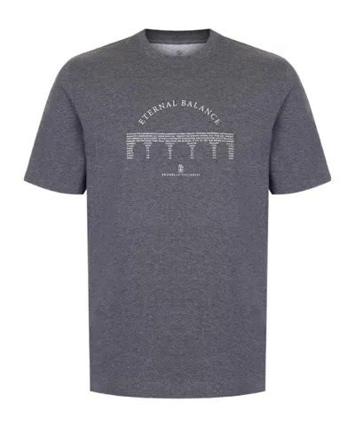 Brunello Cucinelli Short Sleeve T-shirt In Gray