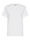 Brunello Cucinelli Cashmere-blend Knit Lurex T-shirt In Blanco