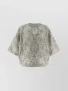 Brunello Cucinelli Short Sleeve Textured Sweater Featuring Sequins In Gray