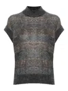 Brunello Cucinelli Sequin-embellished Striped Vest In Black