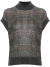 Brunello Cucinelli Sequin-embellished Striped Vest In Gray