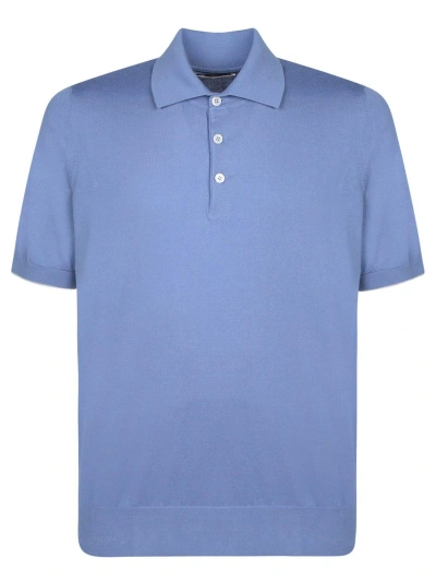 Brunello Cucinelli Lightweight Knit Polo Shirt In Blue