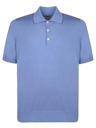 Brunello Cucinelli Short-sleeved Buttoned Polo Shirt In Blue
