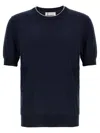 Brunello Cucinelli Knitted Crew Neck T-shirt In Navy